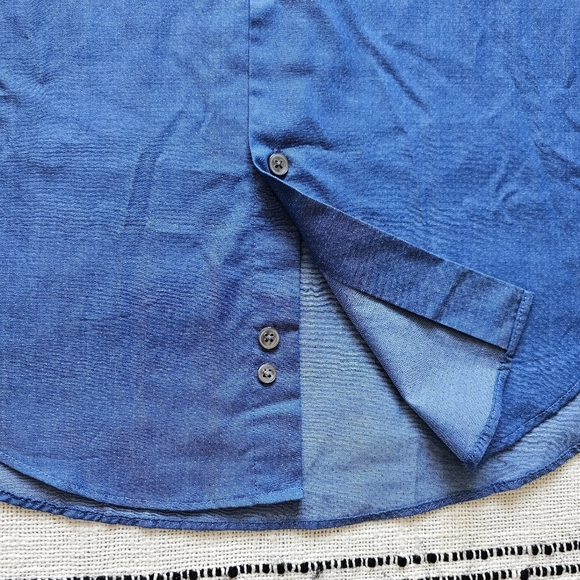 Calvin Klein Men's Blue Button Up Slim Fit Mini Dot Pattern - Picture 4 of 13